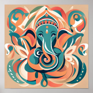 God Ganesha abstract ontwerp Poster