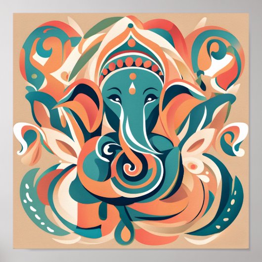 God Ganesha abstract ontwerp Poster (Voorkant)