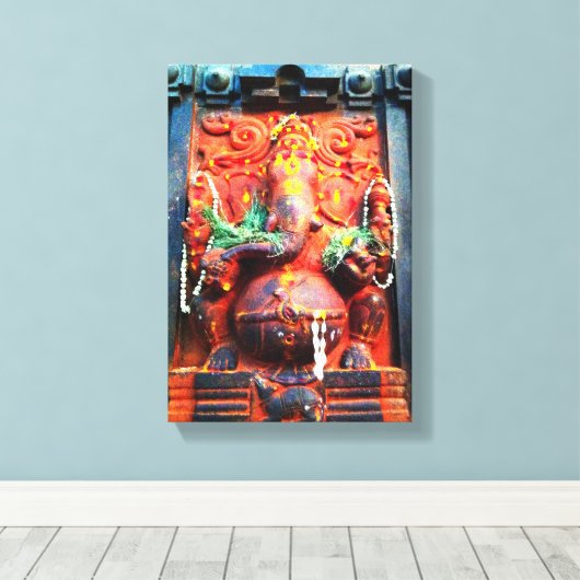 God Ganesha beeld Canvas Afdruk (Insitu (Houten vloer))