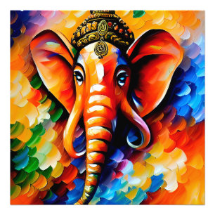God Ganesha Colorful Painting Foto Afdruk