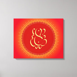 God Ganesha met zonnestralen Canvas Afdruk