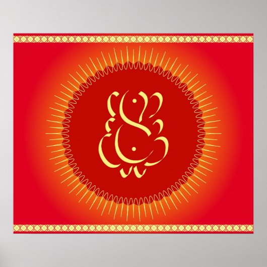 God Ganesha met zonnestralen Poster (Voorkant)