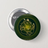 God Ganesha op groen - Button (Voorkant /achterkant)