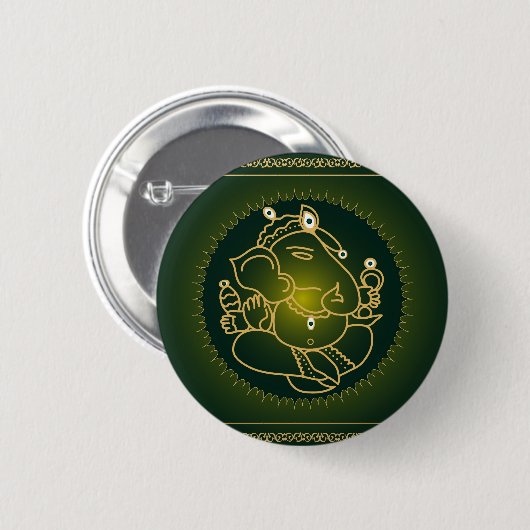God Ganesha op groen - Button (Voorkant /achterkant)