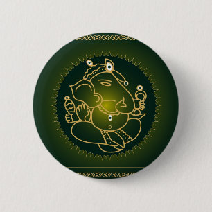 God Ganesha op groen - Button
