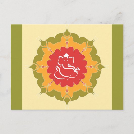 God Ganesha over mandalbloem Briefkaart (Voorkant)