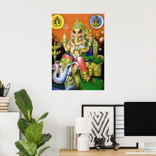 God Ganesha over olifant Poster (Thuiskantoor)