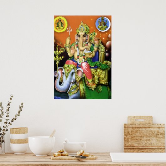 God Ganesha over olifant Poster (Keuken)