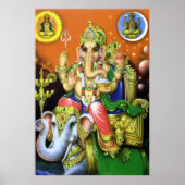 God Ganesha over olifant Poster (Voorkant)