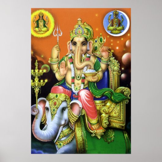 God Ganesha over olifant Poster (Voorkant)