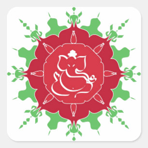 God Ganesha over rode bloem Vierkante Sticker