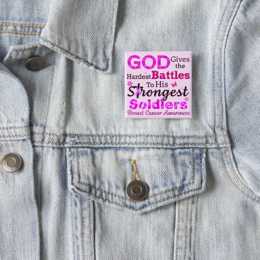 GOD Geeft de Hardste Gevechten Vierkante Button 5,1 Cm (In situ)