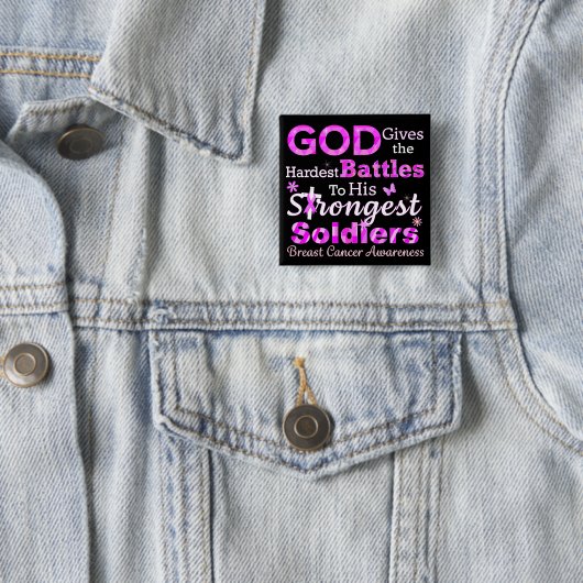 GOD Geeft de Hardste Gevechten Vierkante Button 5,1 Cm (In situ)