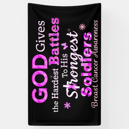 GOD geeft de moeilijkste gevechten Spandoek (Verticaal)