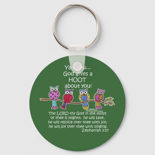 God geeft een Hoot Owls Sleutelhanger (Voorkant)