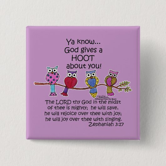 God geeft een Hoot Owls Vierkante Button 5,1 Cm (Voorkant)