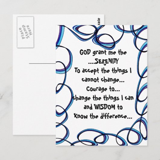 GOD geeft me de SERENITEIT op een kleurrijk briefk Briefkaart (Voorkant / Achterkant)