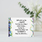 GOD geeft me de SERENITEIT op een kleurrijk briefk Briefkaart (Staand voorkant)