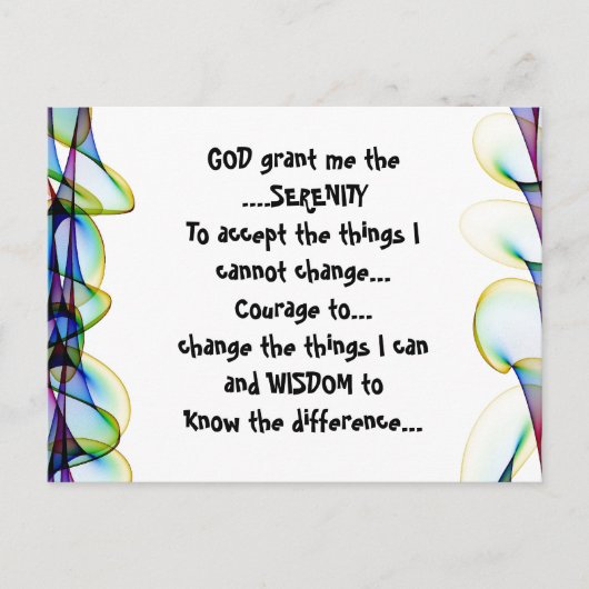GOD geeft me de SERENITEIT op een kleurrijk briefk Briefkaart (Voorkant)