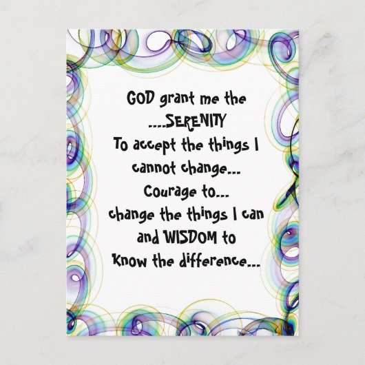 GOD geeft me de SERENITEIT op een kleurrijk briefk Briefkaart (Voorkant)