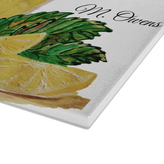 God geeft ons de schuld met limonade glazen strips snijplank (Hoek)