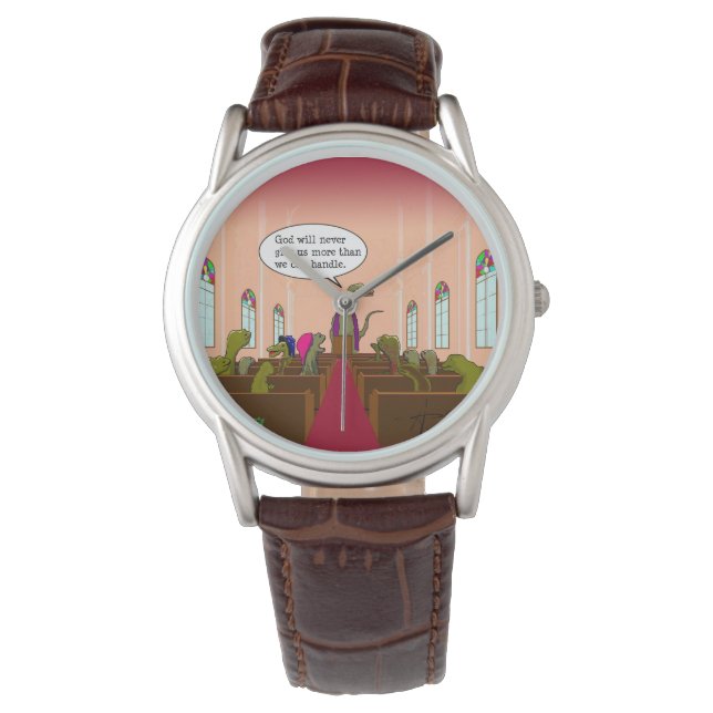 God geeft ons nooit meer dan we kunnen behandelen horloge (Voorkant)