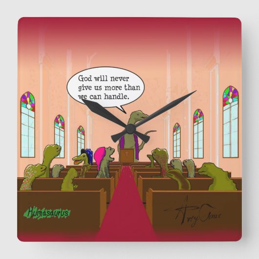 God geeft ons nooit meer dan wij kunnen behandelen vierkante klok (Voorkant)