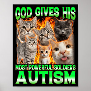 God Geeft Zijn Krachtigste Autisme Grappige Kat Me Poster