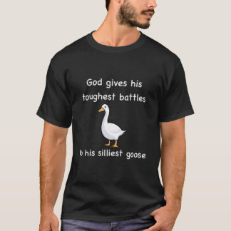 God geeft zijn zwaarste veldslagen aan z'n lelijks t-shirt