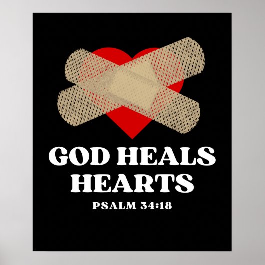 God geneest de harten (Psalm 34:18) Poster (Voorkant)