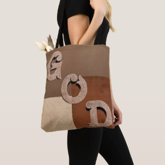 "GOD" gewaagde statement Beige & Bruine Schouderta Tote Bag