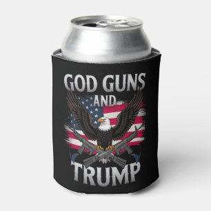 God Geweren En Trump Adelaar Amerikaanse Vlag Vint Blikjeskoeler