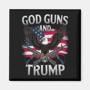 God Geweren En Trump Adelaar Amerikaanse Vlag Vint Magneet