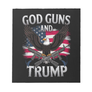 God Geweren En Trump Adelaar Amerikaanse Vlag Vint Notitieblok
