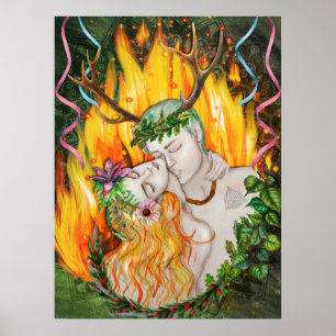 God & Goddess Beltane Fire Poster