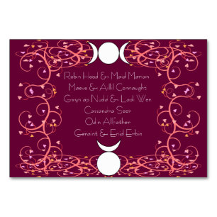 God & Goddess Wiccan Handfasting Names Table Card Kaart