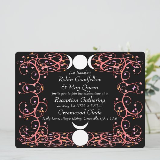 God & Goddess Wiccan Reception Invitation Kaart (Staand voorkant)