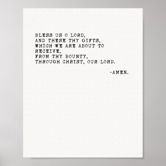 God, Grace voor de maaltijden van Prayer Poste Poster (Voorkant)