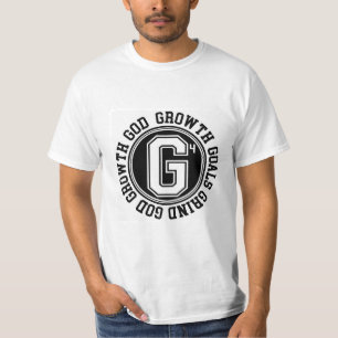 God, groei, doelen, slijp embleem t-shirt