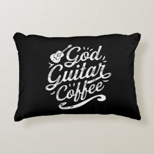 God Guitar Coffee Music Lover Funny Christelijk Accent Kussen