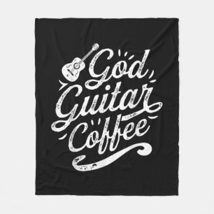 God Guitar Coffee Music Lover Funny Christelijk Fleece Deken