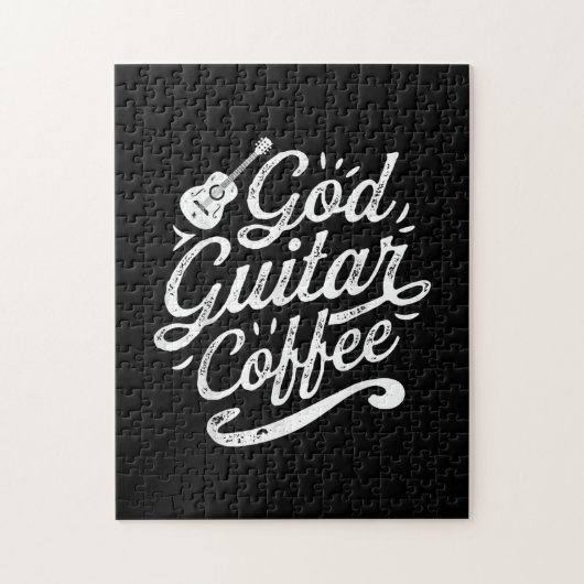 God Guitar Coffee Music Lover Funny Christelijk Legpuzzel (Verticaal)