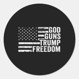 God Guns Trump Vrijheid - Christelijke Grappige Pr Ronde Sticker