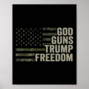 God Guns Trump Vrijheid - Grappige Camouflage Pro Poster