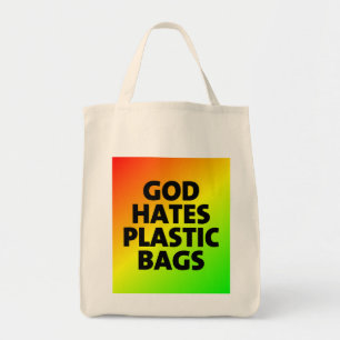 God haat plastic zakken tote bag