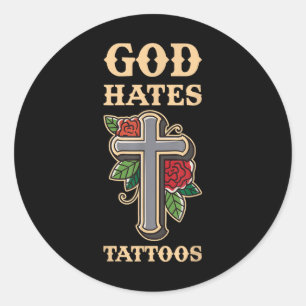 God haat Tattoos Ronde Sticker