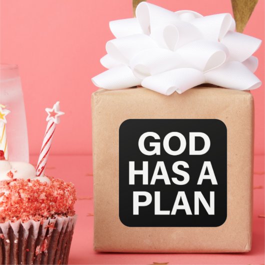 God Has a Plan Faith Quote Vierkante Sticker (Feest)