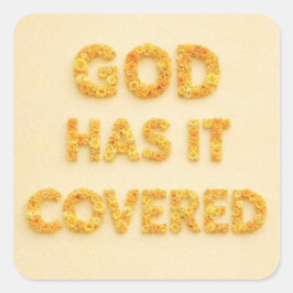 God has it covered yellow flowers Christian faith Vierkante Sticker