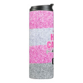 God Heal Cancer Pink Glitter Thermosbeker (Gedraaid links)