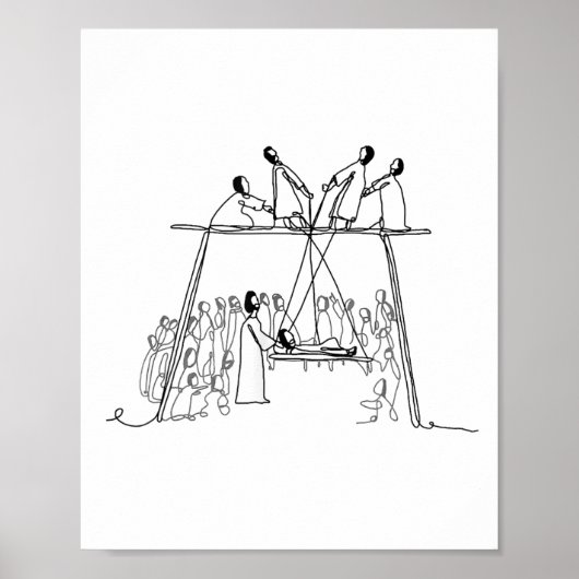 God Heals Man Of Palsy Let Down Through The Roof R Poster (Voorkant)